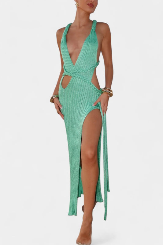 Jamie Knit Maxi Dress with Cable Waist Detail