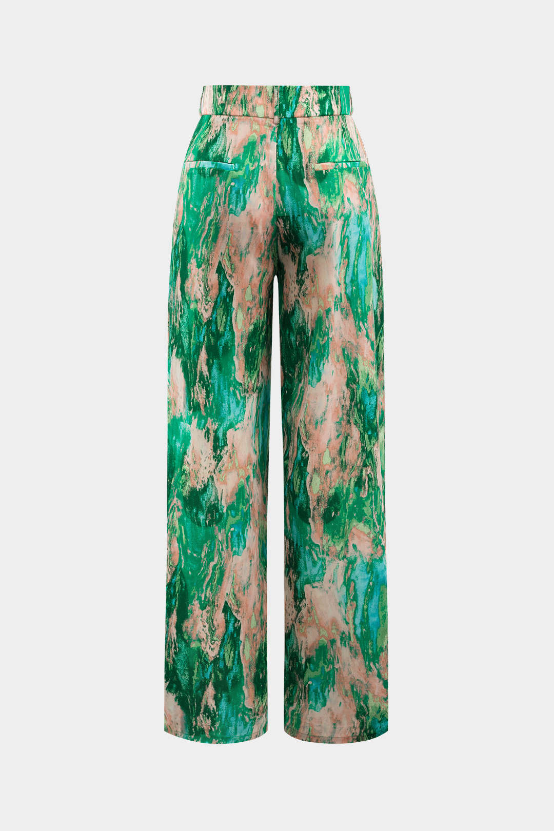 Inna Marble Print High-Waisted Straight Leg Pants