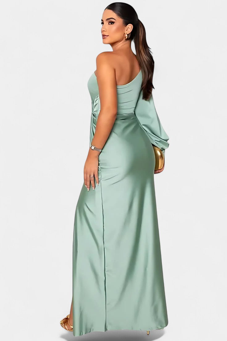 Charlotte Asymmetric Draped One-Shoulder Dress