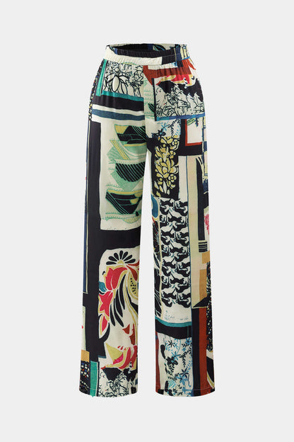 Maple Floral High-Waisted Straight Leg Pants