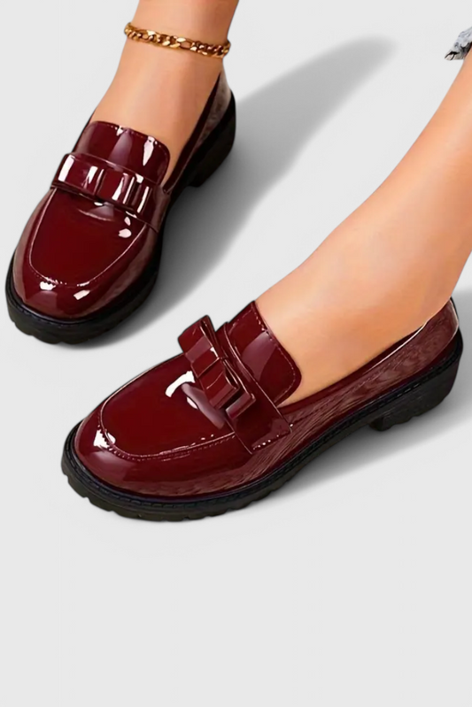 Zinnia Bow Detail Block Heel Loafers