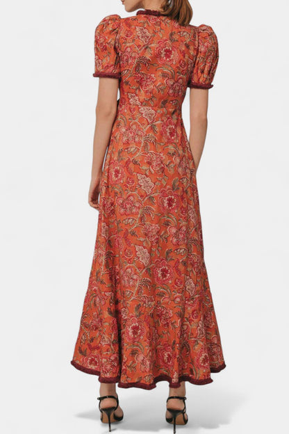 Louisa Asymmetric Puff-Sleeve Dress