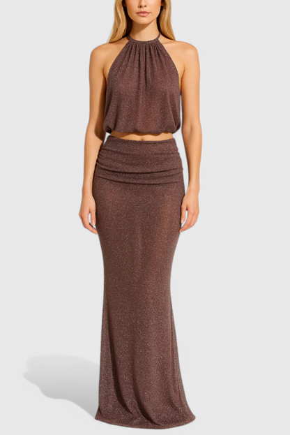 Zhenya Sheer Halter Two-Piece Set