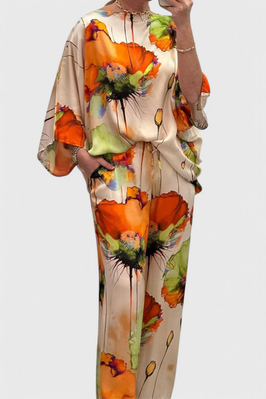 Karoline Floral Two-Piece Set with Relaxed Fit