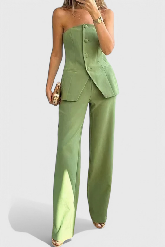 Ekaterina Modern Tube Top & Wide-Leg Trousers Set