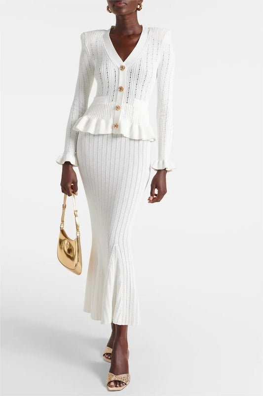 Cressida Refined Knit Midi Dress & Buttoned Top Set
