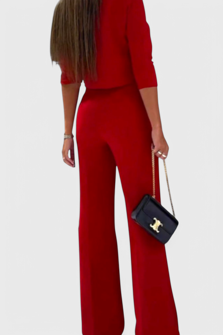 Cleo 2 Set with 3/4 Sleeve Top and Wide-Leg Trousers