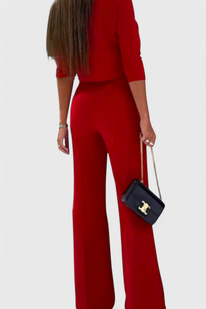 Cleo 2 Set with 3/4 Sleeve Top and Wide-Leg Trousers