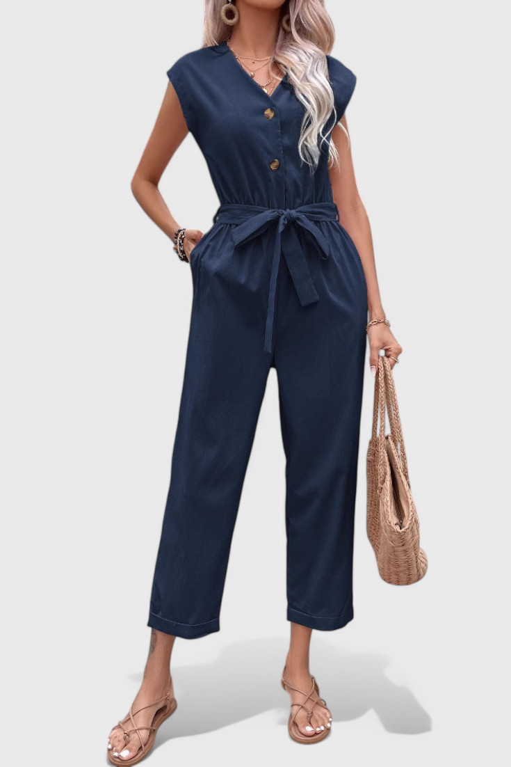 Marisol Sleeveless Button-Front Jumpsuit