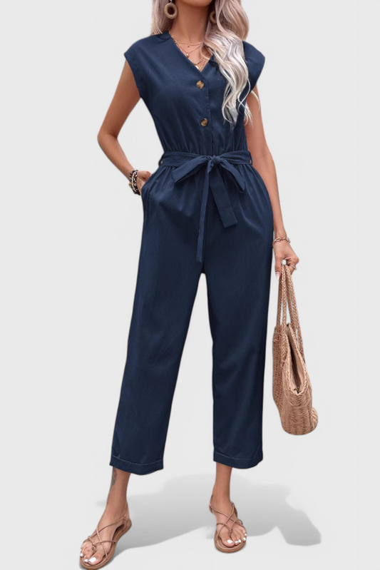 Marisol Sleeveless Button-Front Jumpsuit