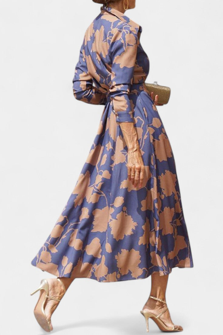Samaria Floral Collared Button Midi Dress