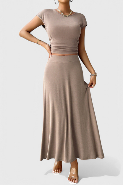Anastasia Ruched Crop Top & Flowing Skirt Co-Ord