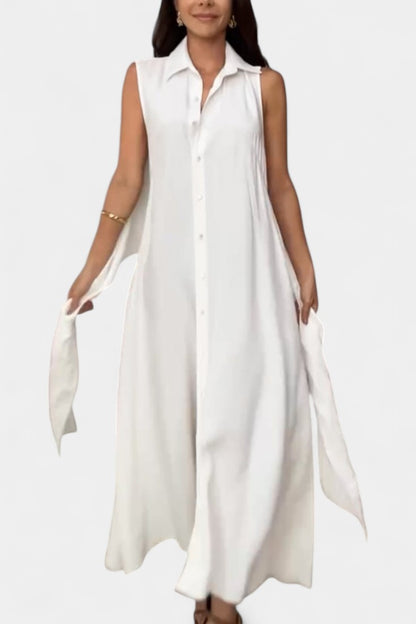 Meryl Shirt-Style Single-Breasted Midi Dress