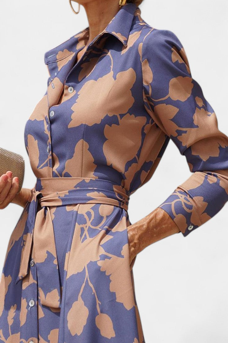 Samaria Floral Collared Button Midi Dress
