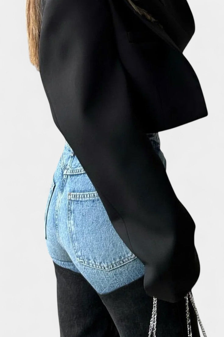 Mijie High-Waisted Patchwork Straight-Leg Jeans