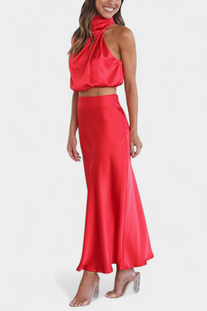 Hanna Asymmetric Top & Skirt Set