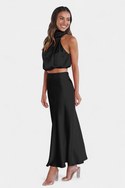 Hanna Asymmetric Top & Skirt Set