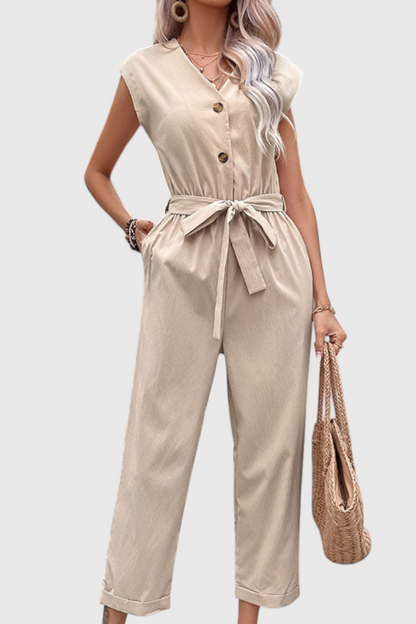 Marisol Sleeveless Button-Front Jumpsuit