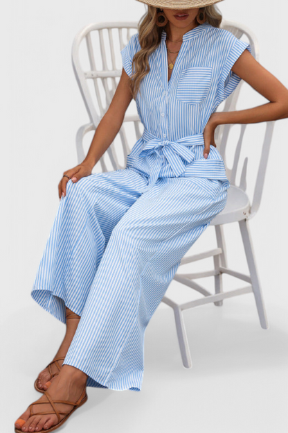 Inés Striped Wide-Leg Jumpsuit