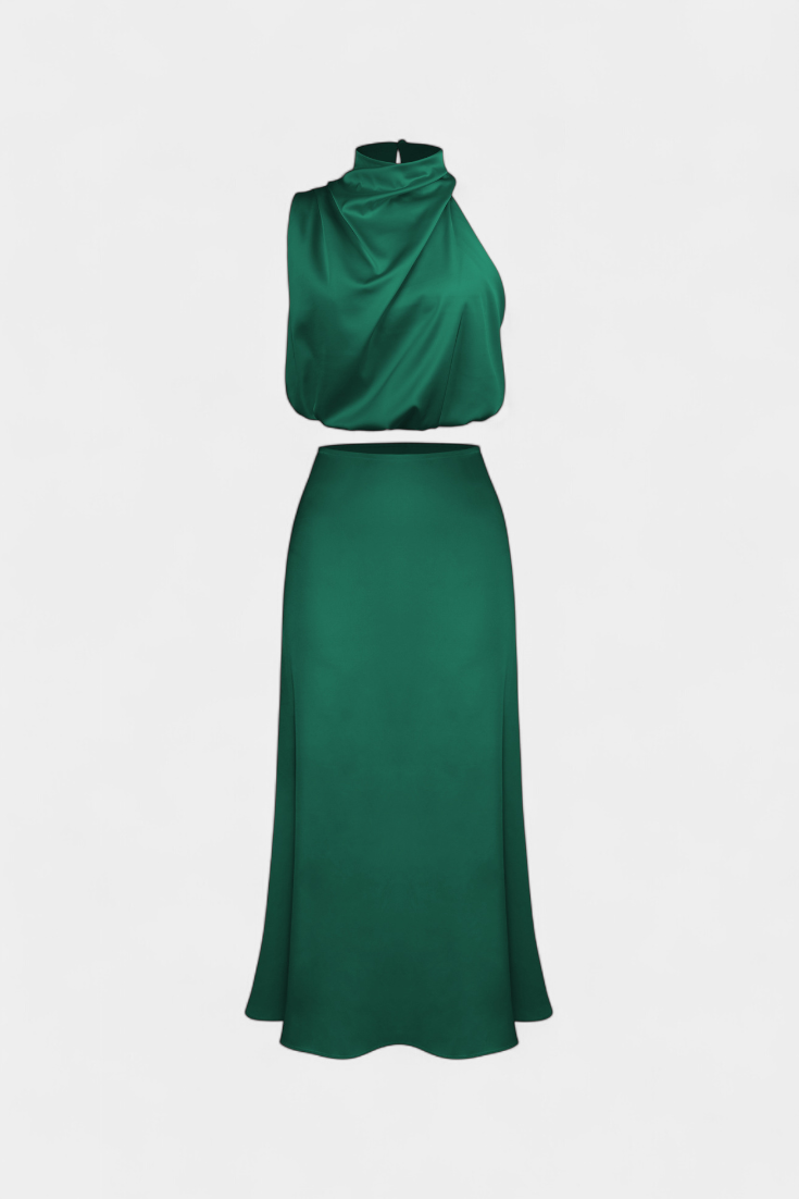 Hanna Asymmetric Top & Skirt Set