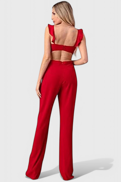 Isadora Ruffle-Trim Cut-Out Jumpsuit