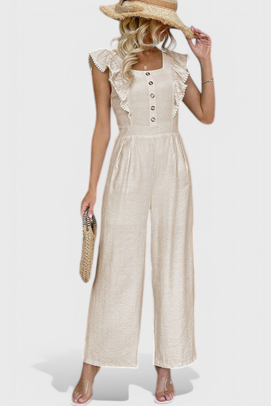 Amahle Linen Jumpsuit with Ruffle Sleeves