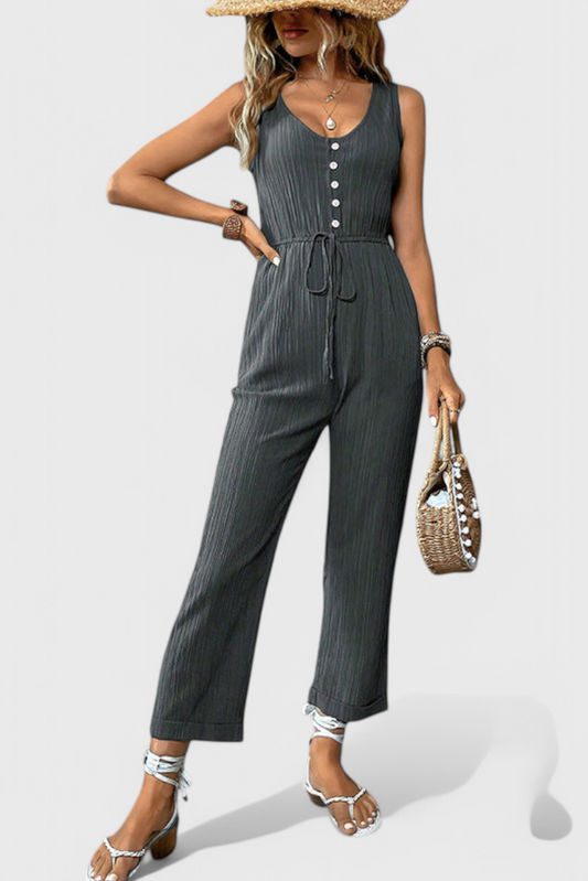Marisela Textured V-Neck Jumpsuit