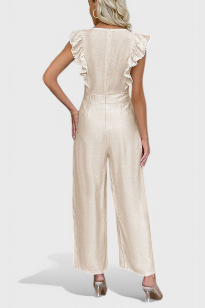 Amahle Linen Jumpsuit with Ruffle Sleeves