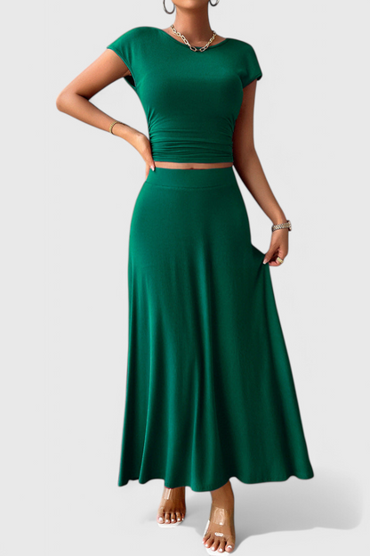 Anastasia Ruched Crop Top & Flowing Skirt Co-Ord