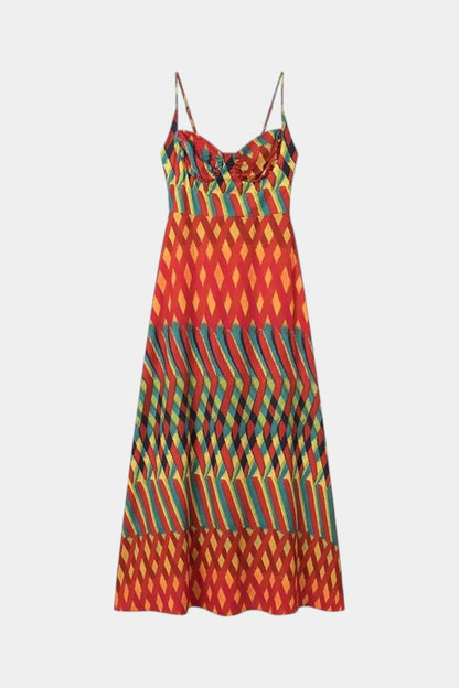 Ocean Abstract Halter Maxi Dress