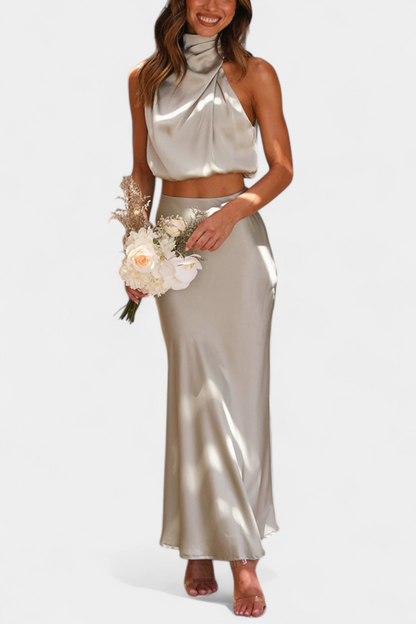 Hanna Asymmetric Top & Skirt Set