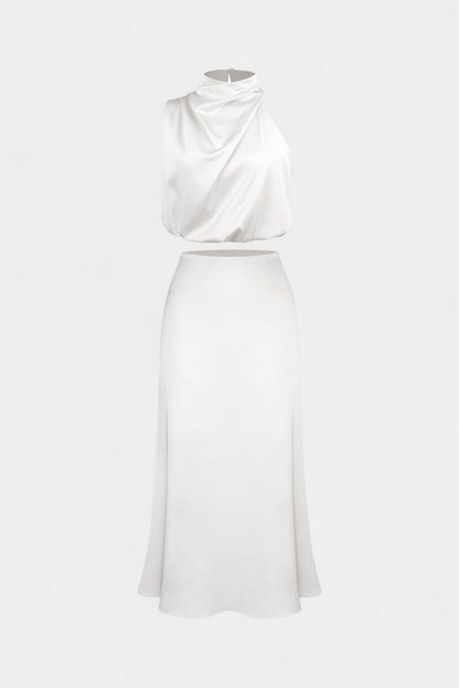 Hanna Asymmetric Top & Skirt Set
