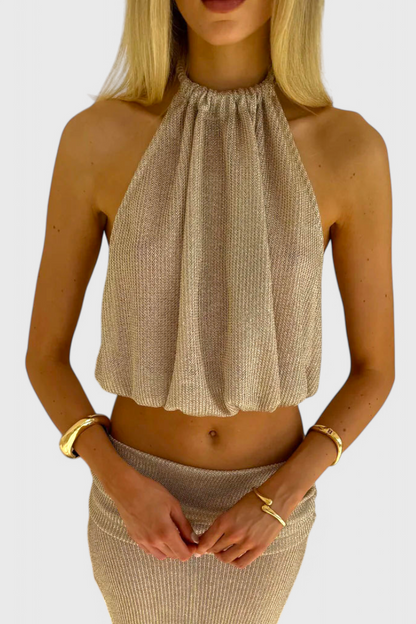 Zhenya Sheer Halter Two-Piece Set