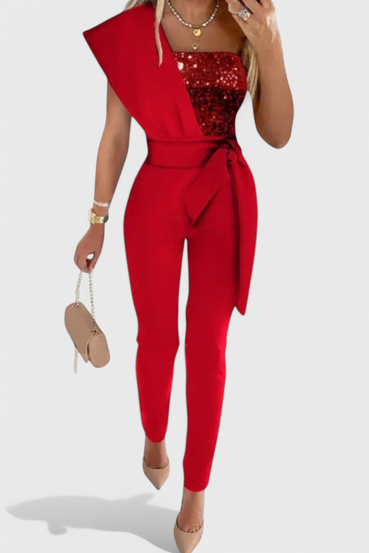 Layla One-Shoulder Sequin Jumpsuit