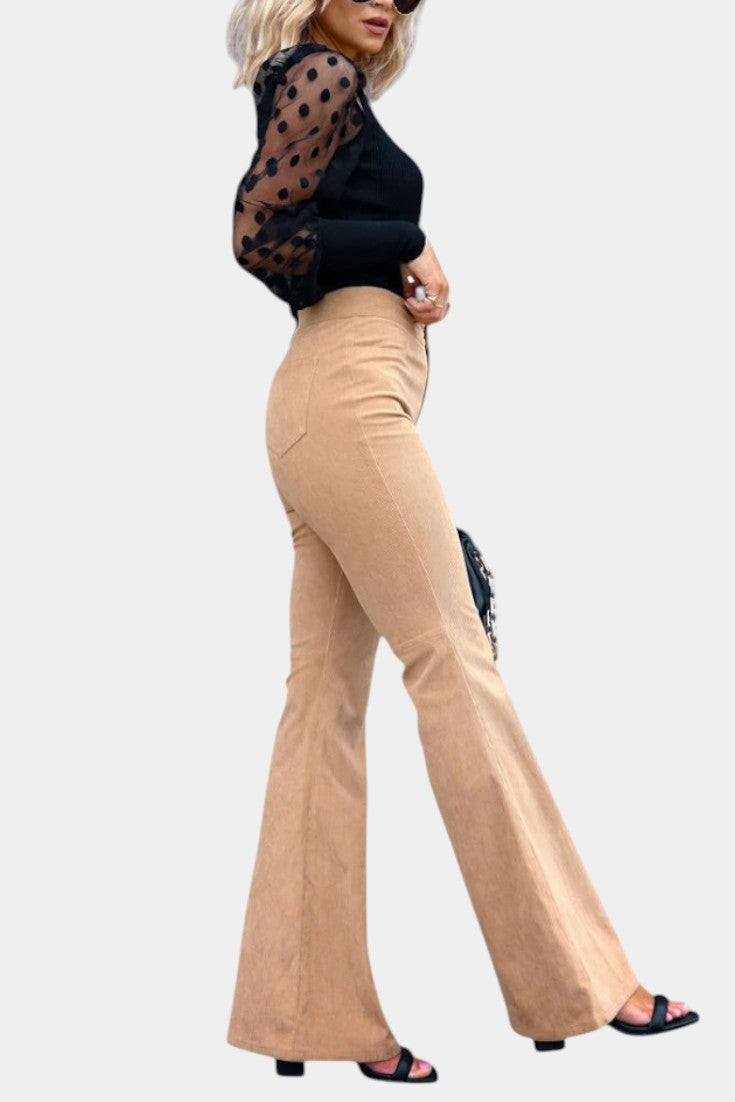 Kiara High-Waisted Wide-Leg Velvet Pants