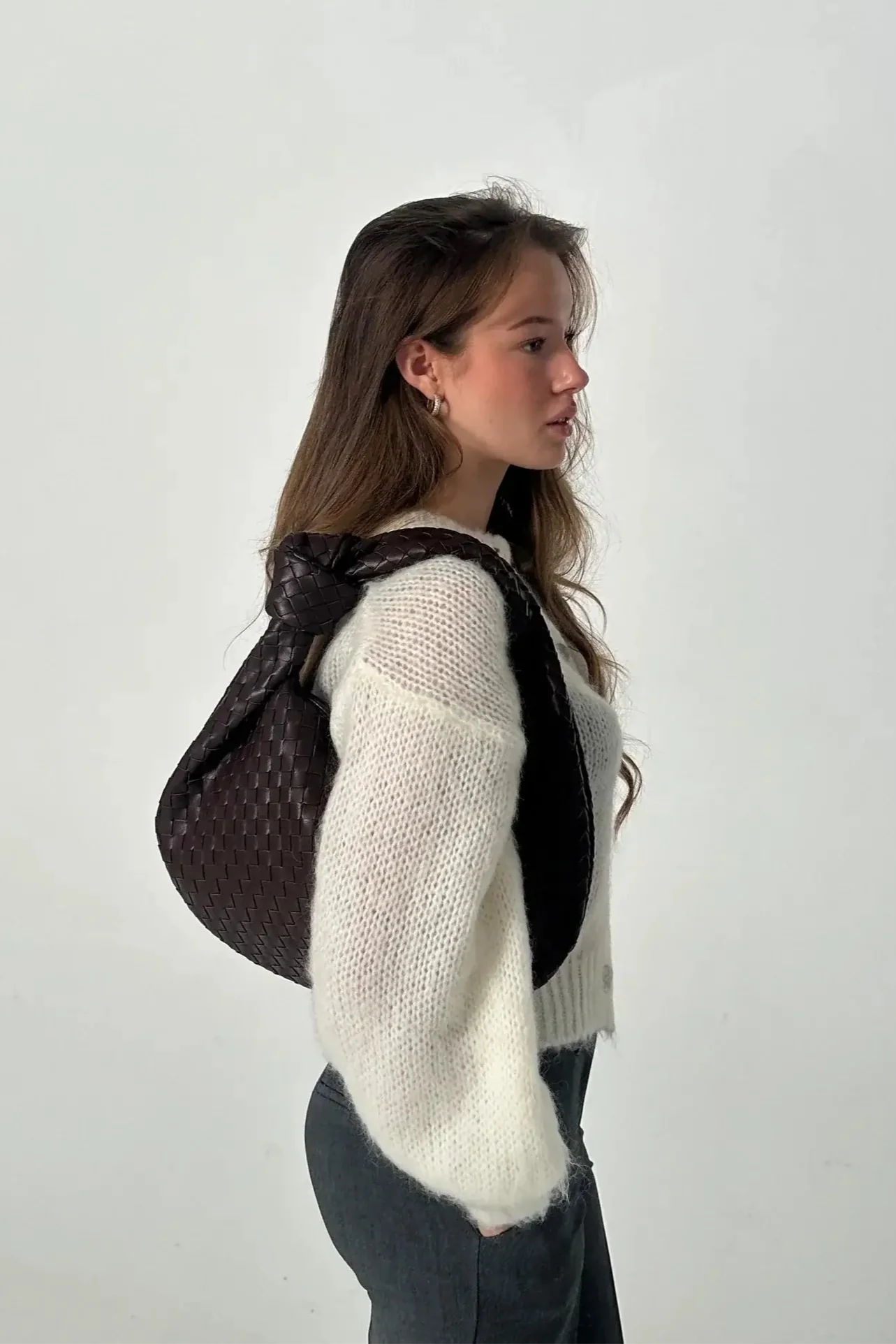 Sage Medium Woven Shoulder Satchel