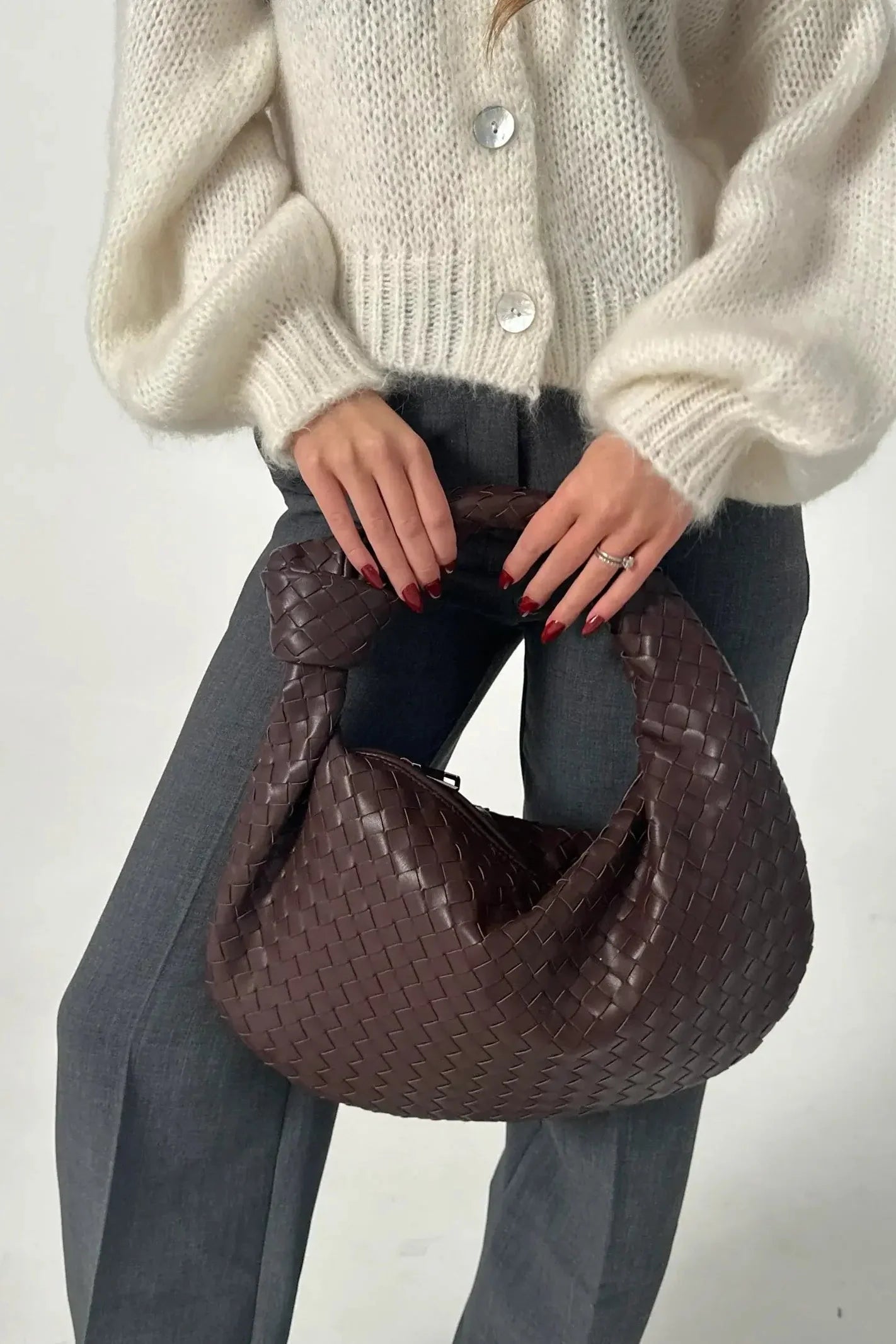 Sage Medium Woven Shoulder Satchel