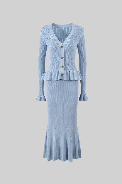 Cressida Refined Knit Midi Dress & Buttoned Top Set