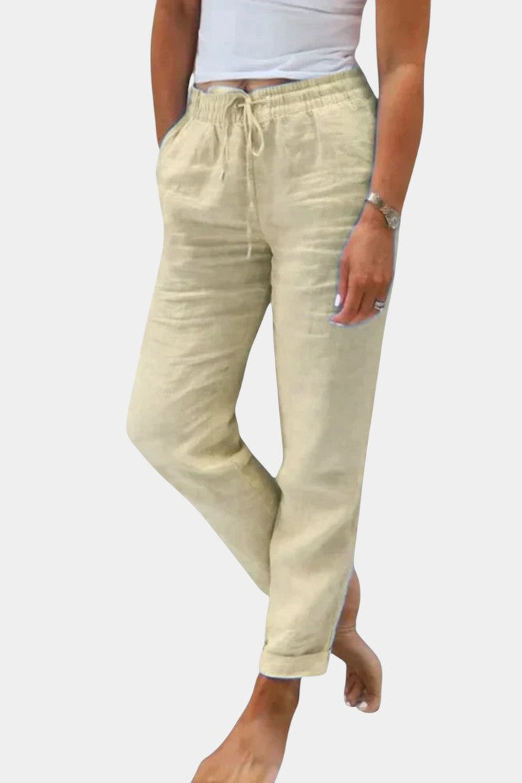 Violet Relaxed Fit Linen Blend Trousers