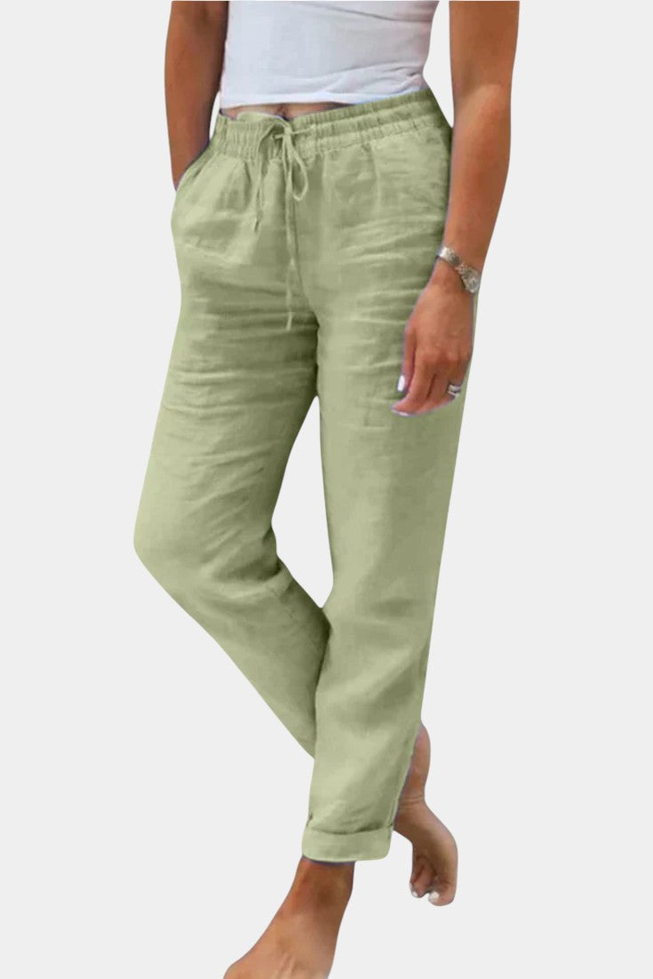 Violet Relaxed Fit Linen Blend Trousers