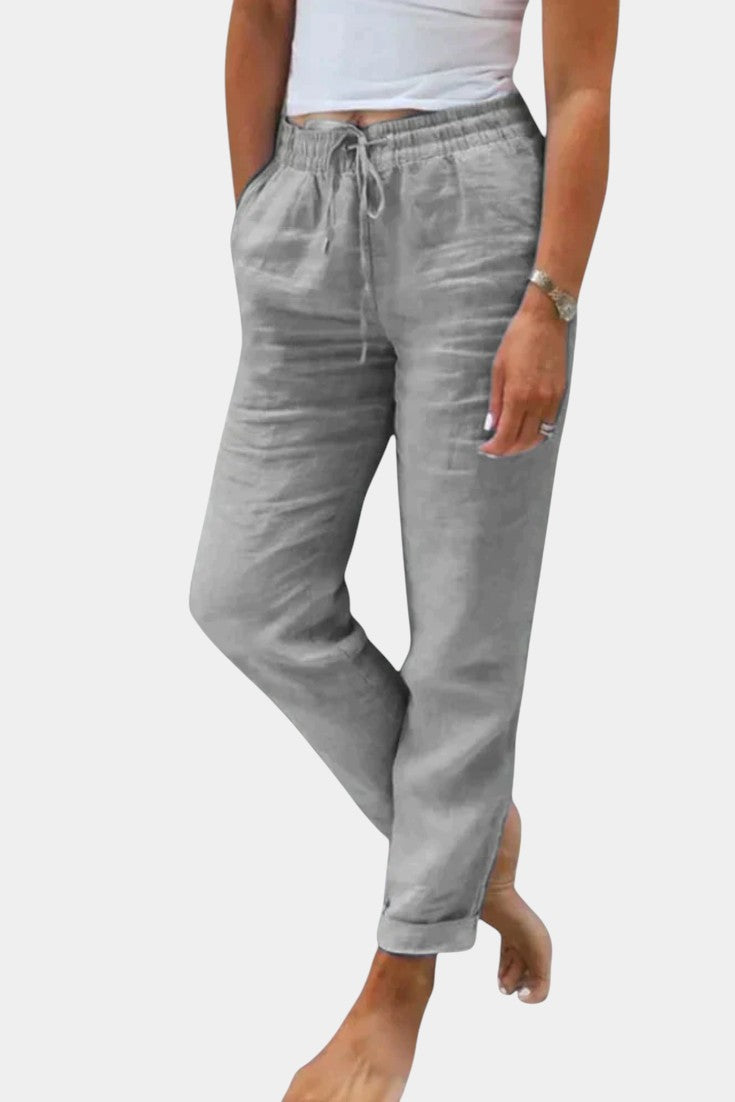 Violet Relaxed Fit Linen Blend Trousers