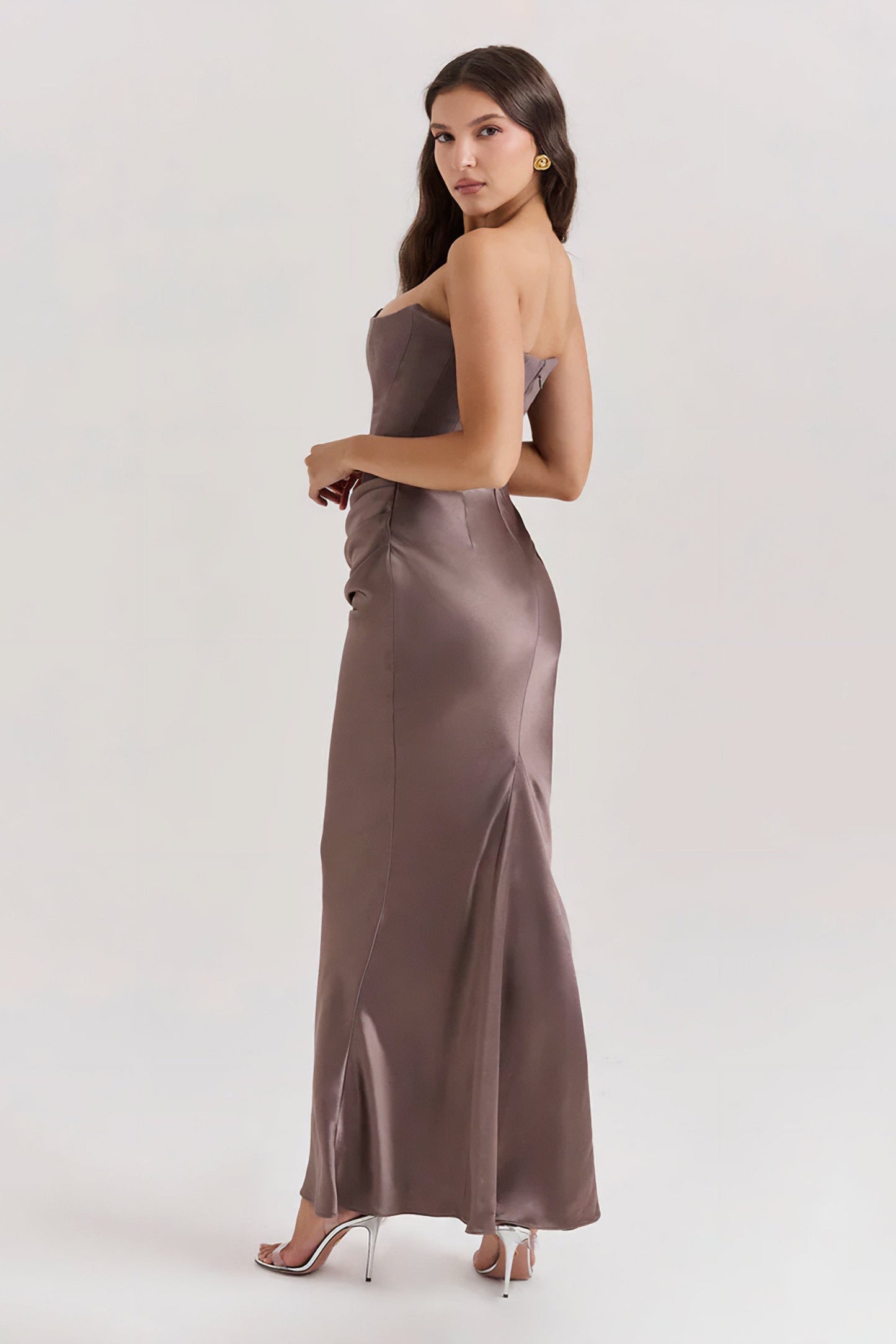 Emily Strapless Corset Draped Maxi Dress