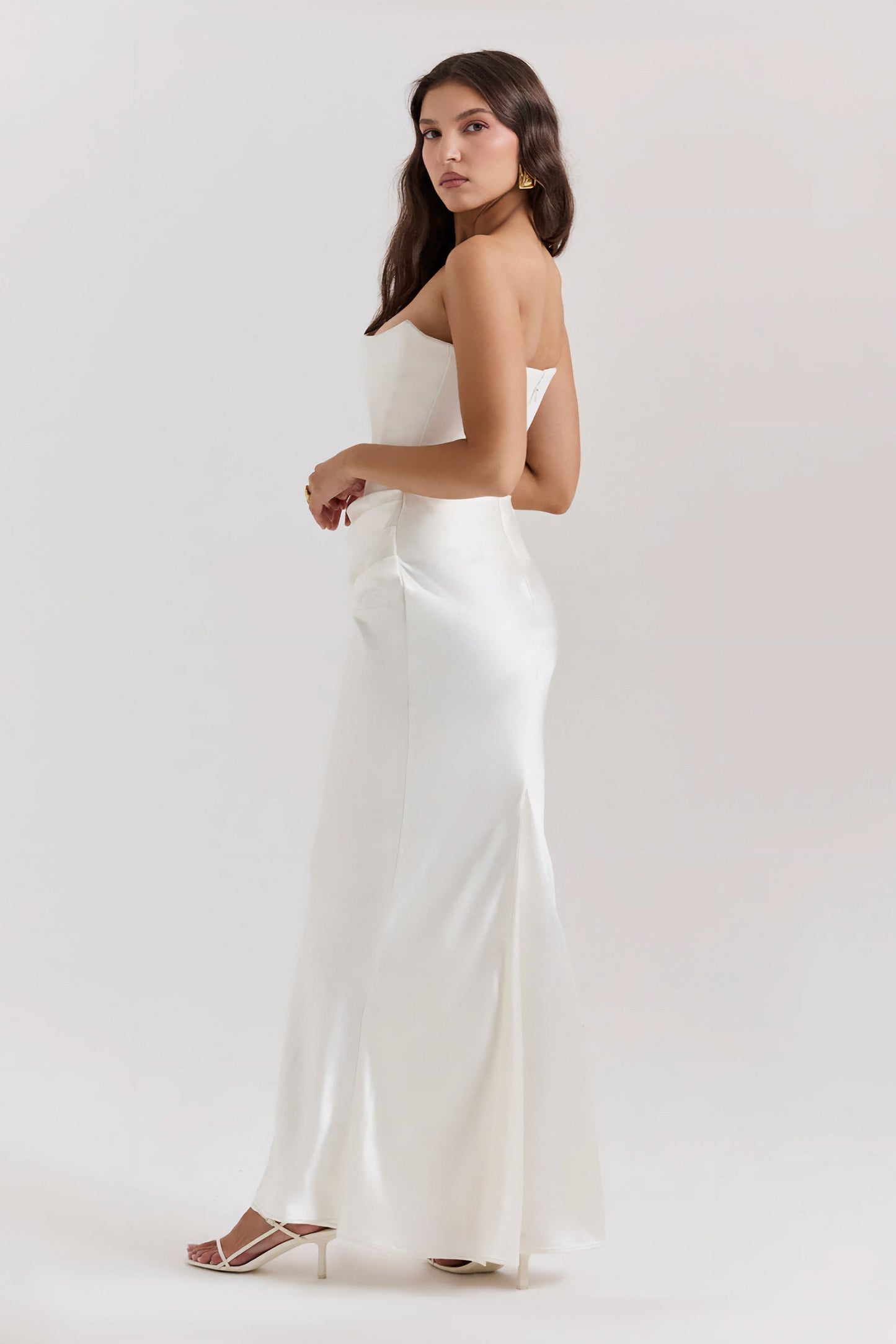 Emily Strapless Corset Draped Maxi Dress