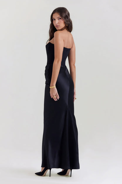 Emily Strapless Corset Draped Maxi Dress