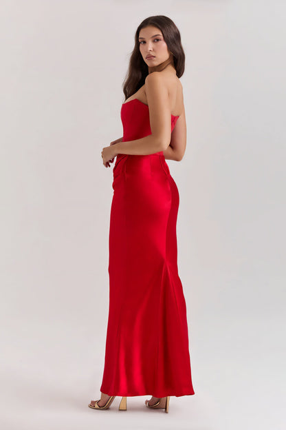 Emily Strapless Corset Draped Maxi Dress