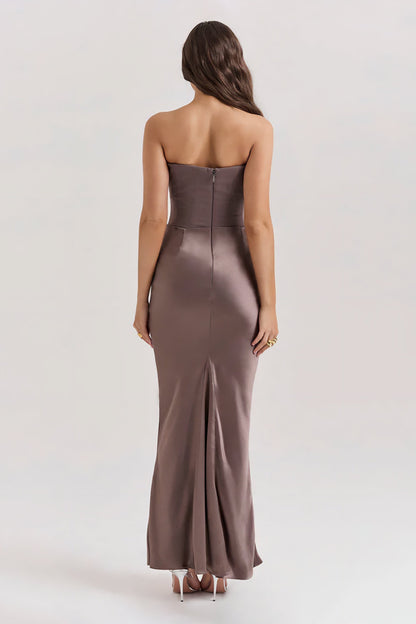 Emily Strapless Corset Draped Maxi Dress