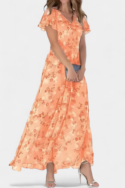 Amara Floral Flutter Sleeve Maxi Dress