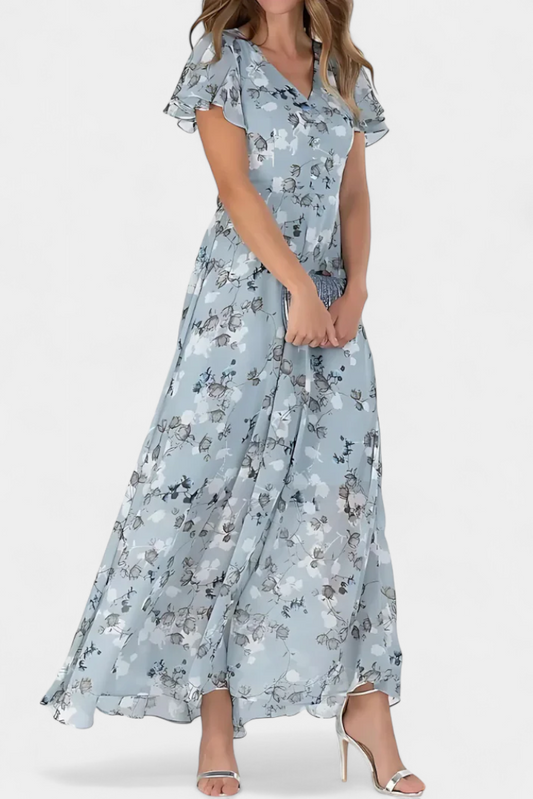Amara Floral Flutter Sleeve Maxi Dress