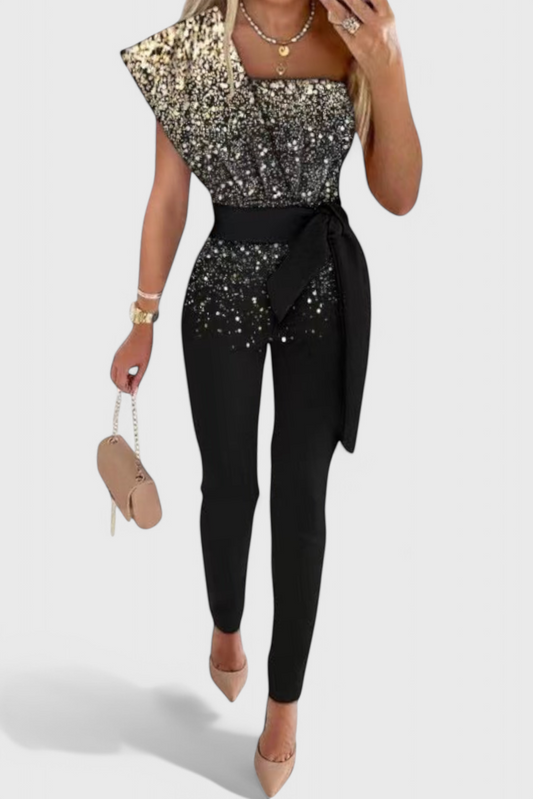 Layla One-Shoulder Sequin Jumpsuit