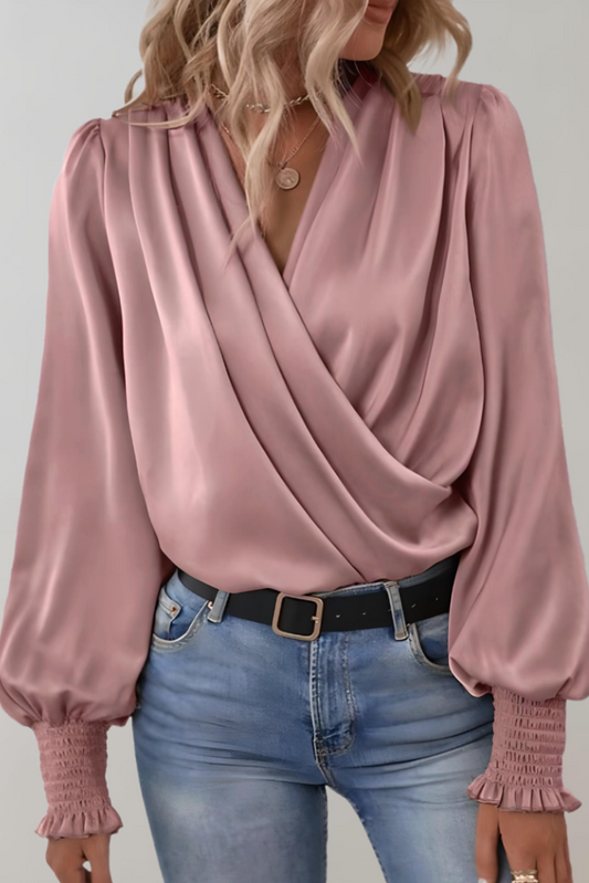 Quinn Elegant V-Neck Long Sleeve Blouse